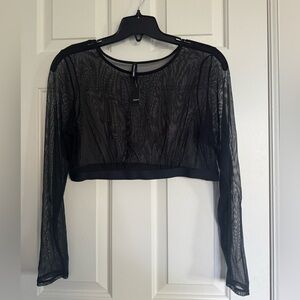 Torrid Sheer Black Long Sleeve Mesh Top